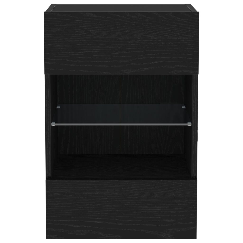 vidaXL LED Κατασκευή τηλεόρασης 2 τεμ Μαύρη Δρυς 40x30x60,5 εκ Επεξεργασμένο ξύλο