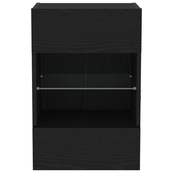 vidaXL LED Κατασκευή τηλεόρασης 2 τεμ Μαύρη Δρυς 40x30x60,5 εκ Επεξεργασμένο ξύλο