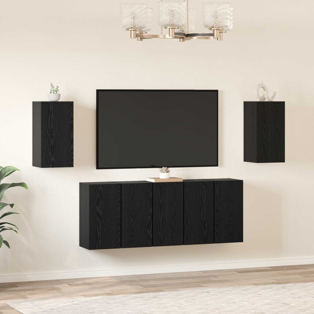 vidaXL Σετ επίπλου τηλεόρασης 7 pcs Μαύρη δρυς 30.5 x 30 x 60 εκ.