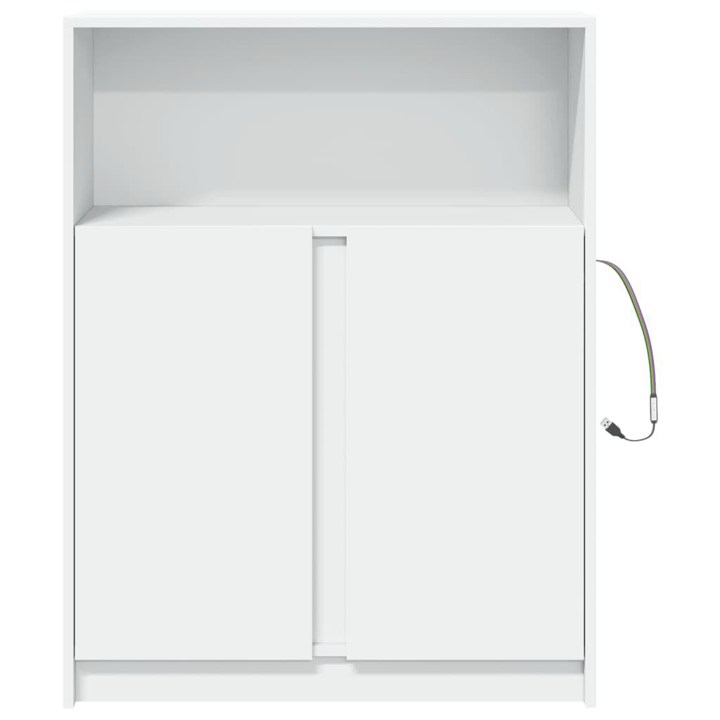 vidaXL Μπουφές με Φώτα LED Λευκός 77x34x100 εκ. από Επεξεργασμένο Ξύλο