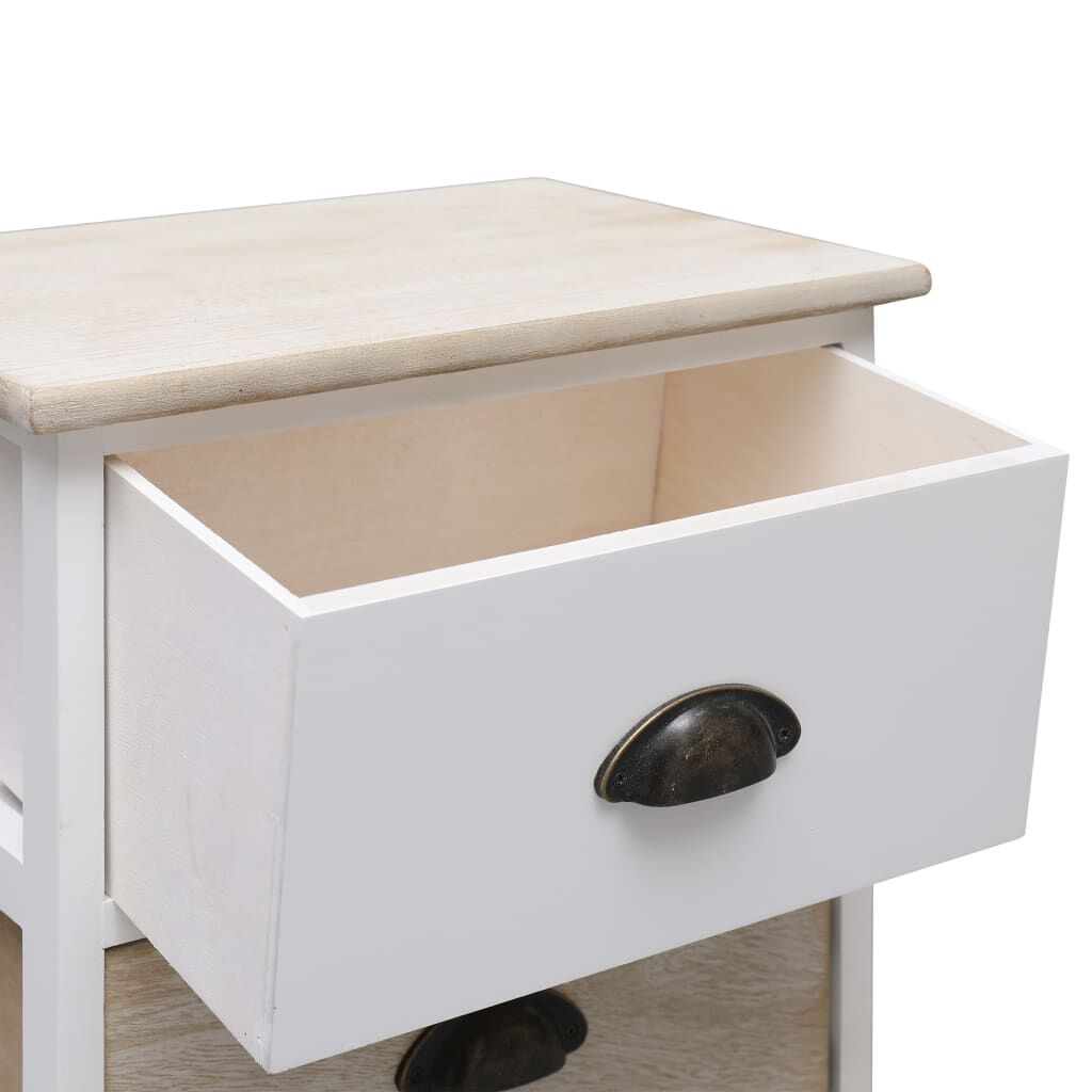 vidaXL Κομοδίνα 2 τεμ. Λευκό / Φυσικό 38x28x45 εκ. από Ξύλο Παυλώνιας