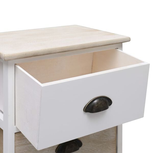 vidaXL Κομοδίνα 2 τεμ. Λευκό / Φυσικό 38x28x45 εκ. από Ξύλο Παυλώνιας
