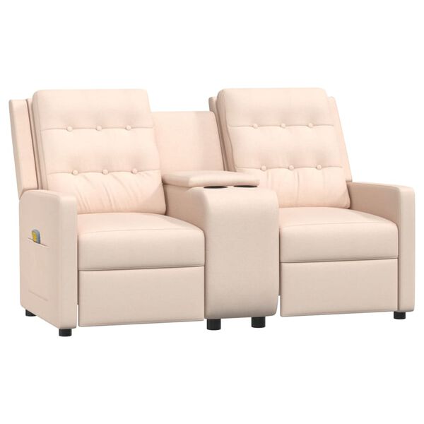 vidaXL Πολυθρόνα Μασάζ Διθέσια & Ποτηροθήκη Κρεμ