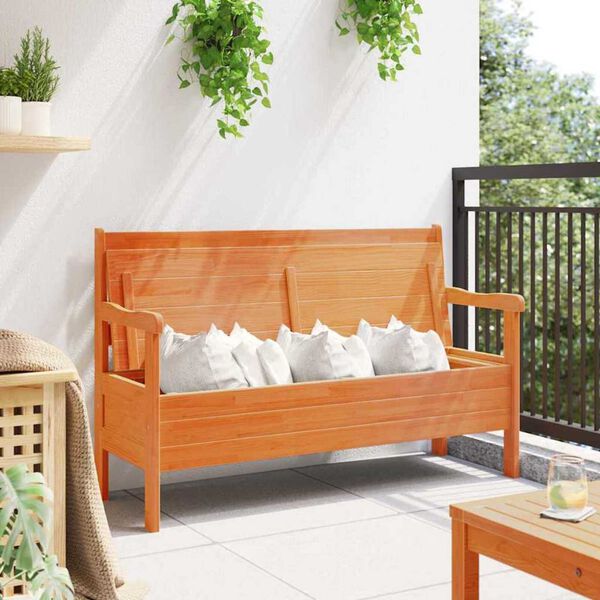 vidaXL Εξωτερικός πάγκος Καφέ 119 x 76 x 44εκ. Μασίφ ξύλο πεύκου