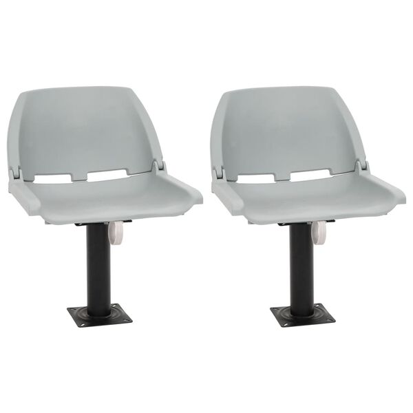 vidaXL Κάθισμα Σκάφους Πτυσσόμ. 4 τεμ. Γκρι 48x51x41 εκ Χωρίς Μαξιλάρι
