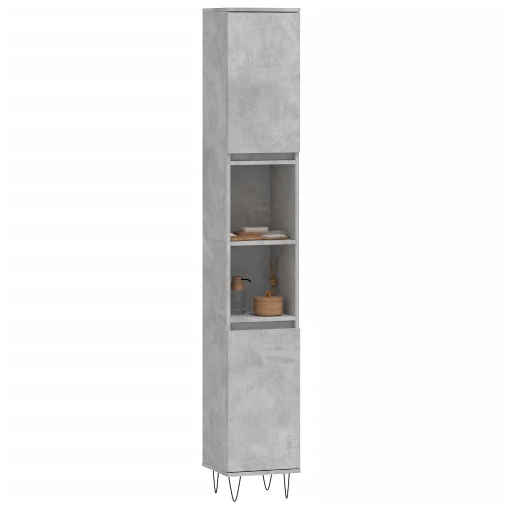 vidaXL Ντουλάπι Μπάνιου Γκρι Σκυροδέματος 30x30x190 εκ. Επεξ. Ξύλο