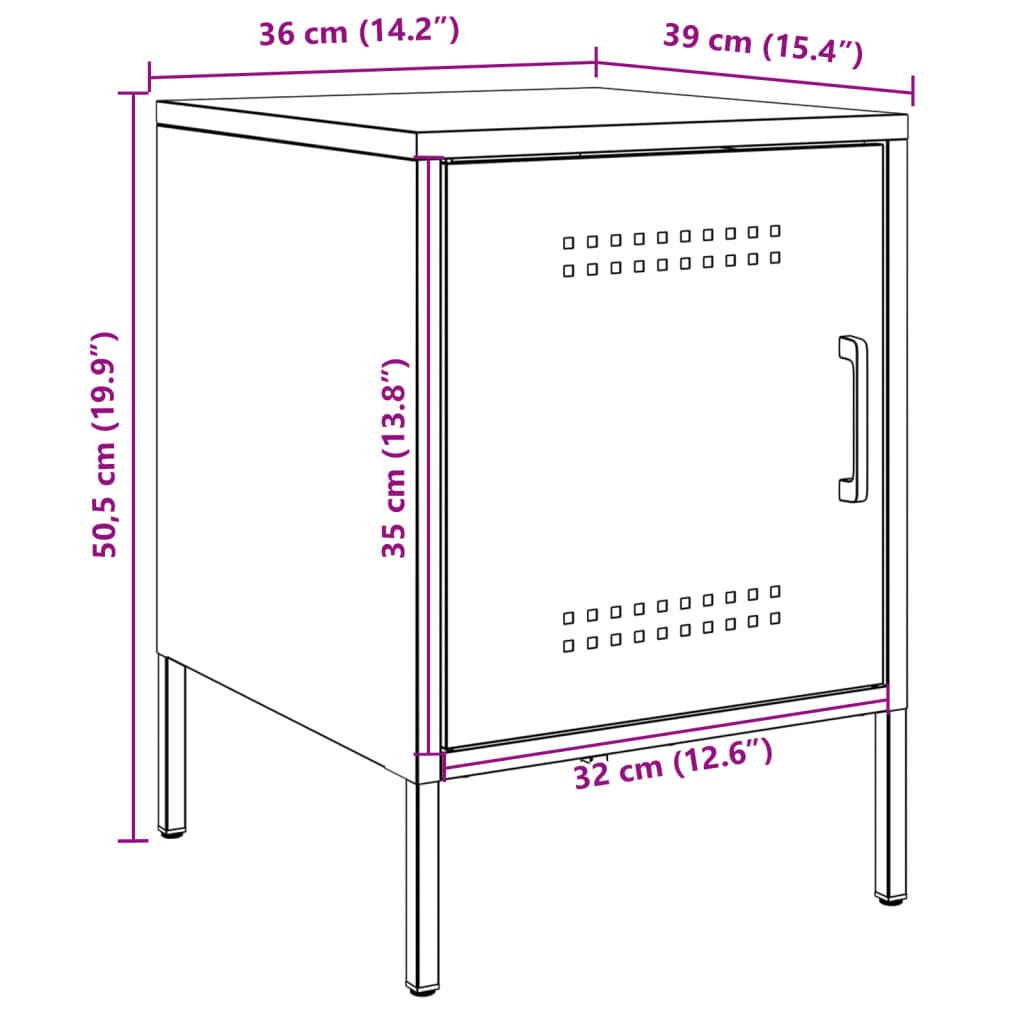 vidaXL Κομοδίνα 2 τεμ. Ανθρακί 36x39x50,5 εκ. από Χάλυβα