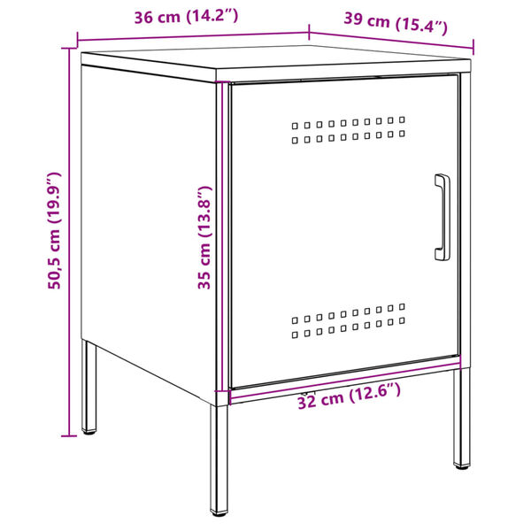 vidaXL Κομοδίνα 2 τεμ. Ανθρακί 36x39x50,5 εκ. από Χάλυβα