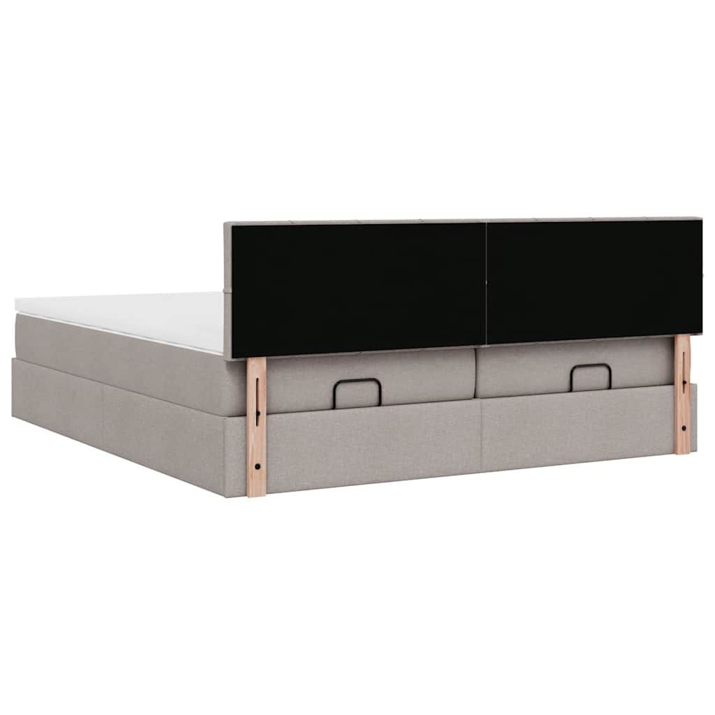 vidaXL Οθωμανικό κρεβάτι με στρώματα & LEDs Taupe 200x200cm ύφασμα