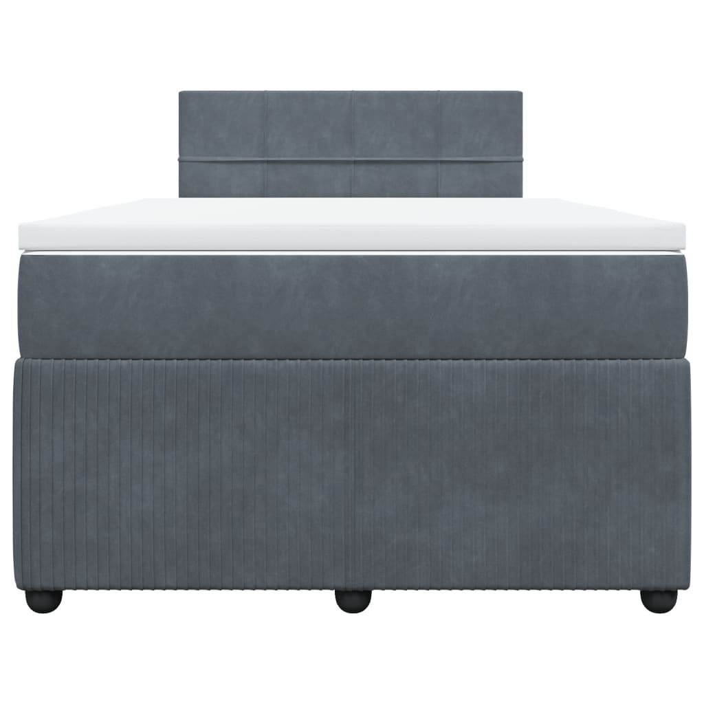 vidaXL Κρεβάτι Boxspring με Στρώμα Σκούρο Γκρι 120x200 εκ. Βελούδινο
