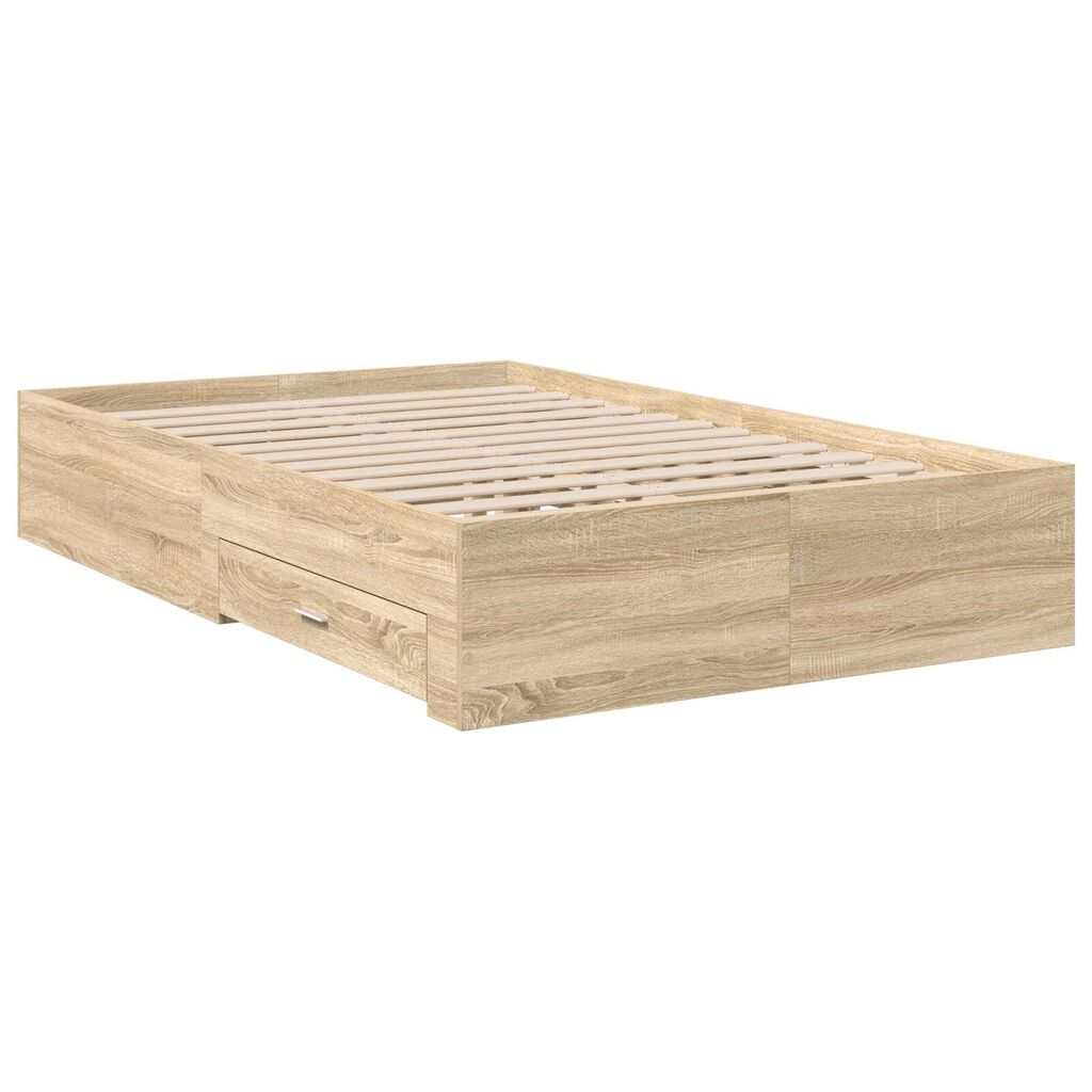 vidaXL Κρεβάτι με συρτάρια σε ανοιχτό δρυ 120x190 εκ. Επεξεργασμένο ξύλο
