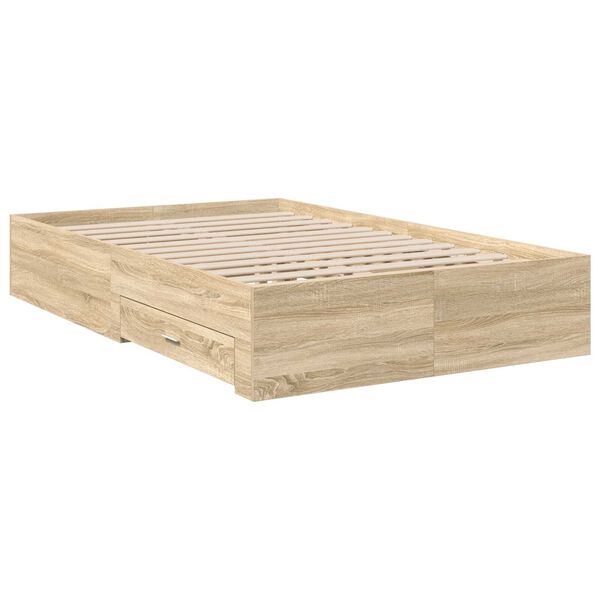 vidaXL Κρεβάτι με συρτάρια σε ανοιχτό δρυ 120x190 εκ. Επεξεργασμένο ξύλο