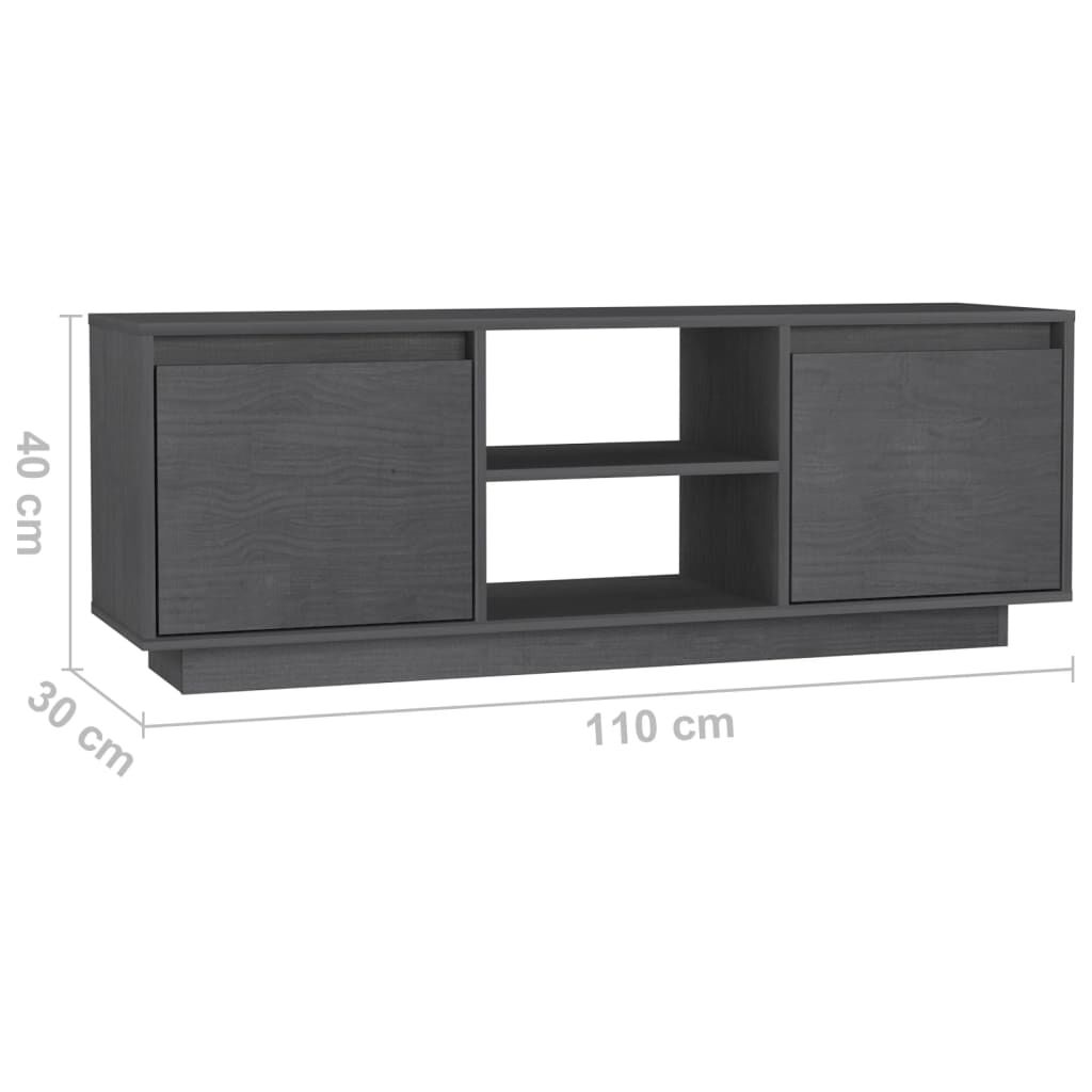 vidaXL Έπιπλο Τηλεόρασης Γκρι 110 x 30 x 40 εκ. από Μασίφ Ξύλο Πεύκου