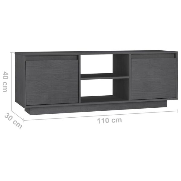 vidaXL Έπιπλο Τηλεόρασης Γκρι 110 x 30 x 40 εκ. από Μασίφ Ξύλο Πεύκου