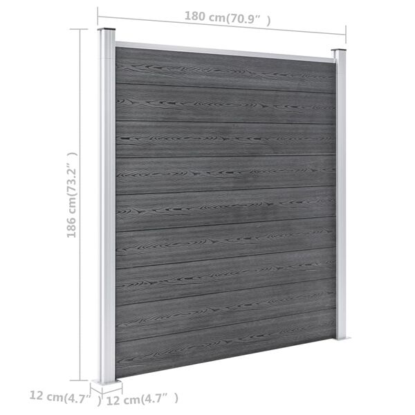 vidaXL Πάνελ Περίφραξης Γκρι 699 x 186 εκ. από WPC