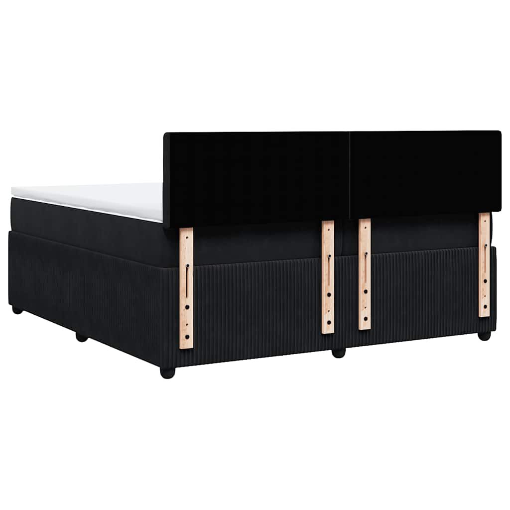 vidaXL Κρεβάτι Boxspring με Στρώμα Μαύρο 200x200 εκ. Βελούδινο