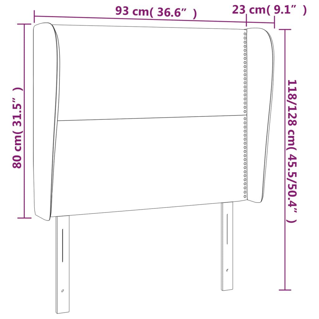 vidaXL Κεφαλάρι με Πτερύγια Σκ. Πράσινο 93 x 23 x 118/128εκ.Βελούδινο