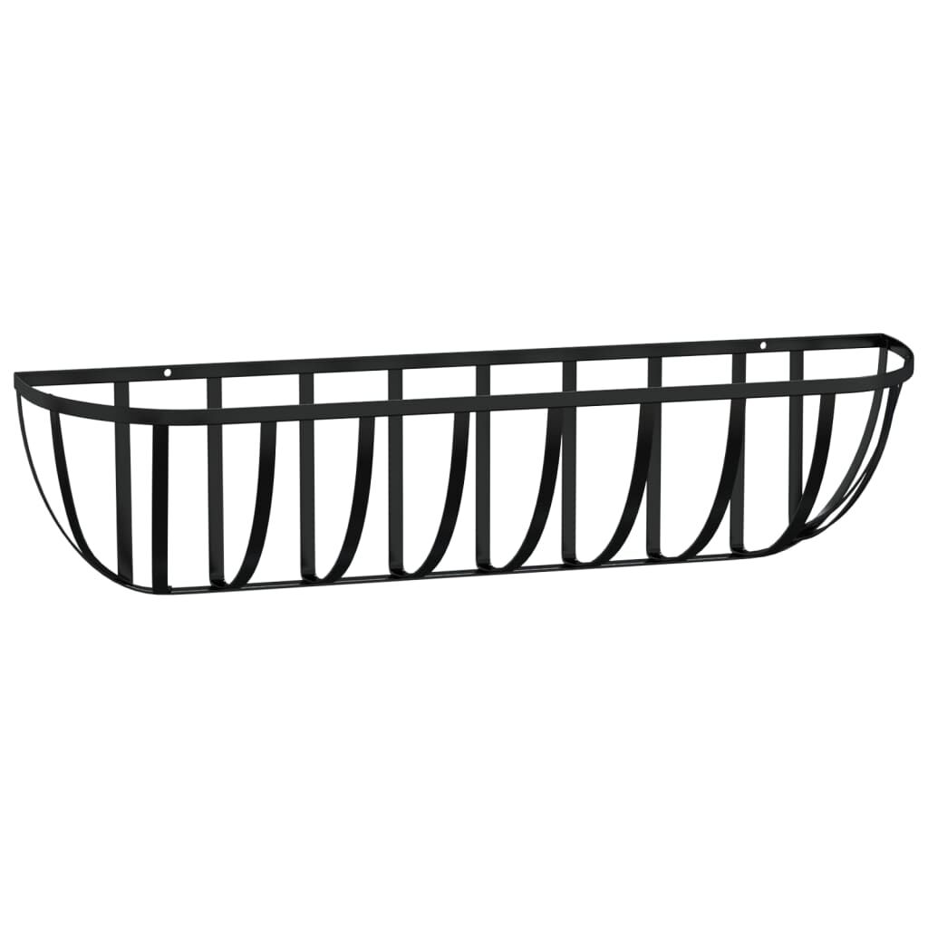 vidaXL Ζαρντινιέρες Τοίχου 2 τεμ. Μαύρες 61 x 19 x 16 εκ. από Ατσάλι