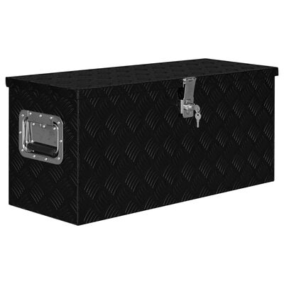 vidaXL Κουτί Αποθήκευσης Μαύρο 80 x 30 x 35 εκ. Αλουμινίου