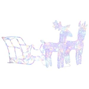 vidaXL Τάρανδοι Χριστουγεννιάτικοι με Έλκηθρο 130 εκ. 160 LED Ακρυλικό