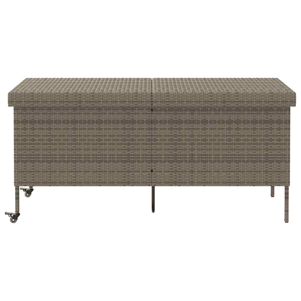 vidaXL Κουτί Αποθήκευσης Κήπου με Ρόδες 160x55x75 εκ. Συνθετικό Ρατάν