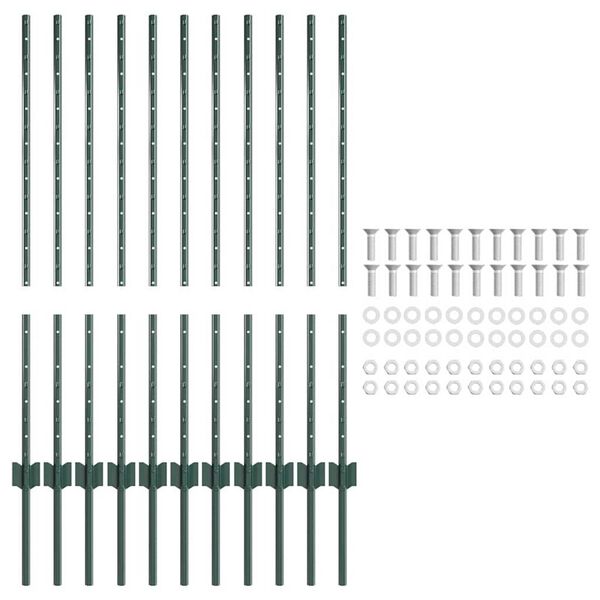 vidaXL Πόλοι φράχτη 22 pcs Πράσινο 100 cm Ατσάλι