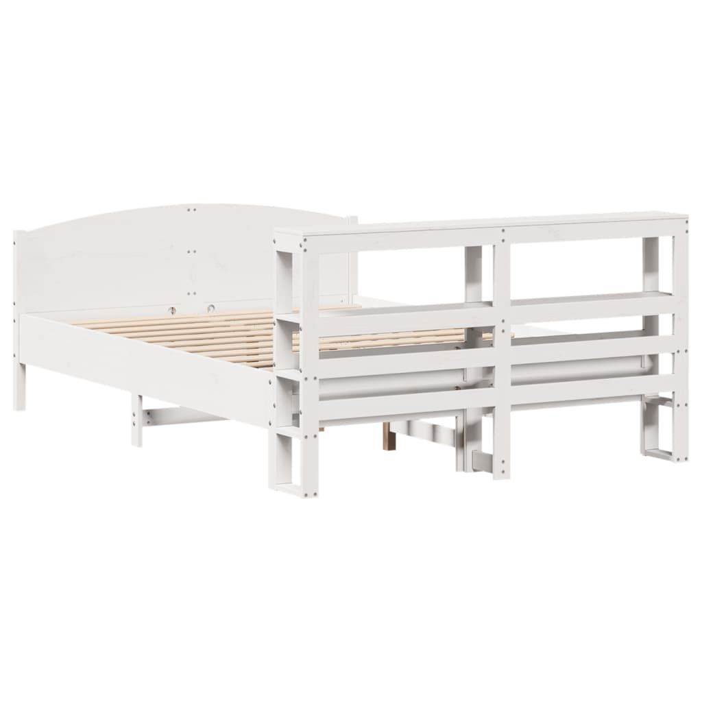 vidaXL Σκελετός Κρεβ. Χωρίς Στρώμα Λευκό 135x190 εκ Μασίφ Πεύκο