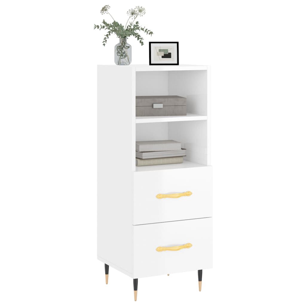 vidaXL Ντουλάπι Γυαλιστερό Λευκό 34,5x34x90 εκ. Επεξεργασμένο Ξύλο