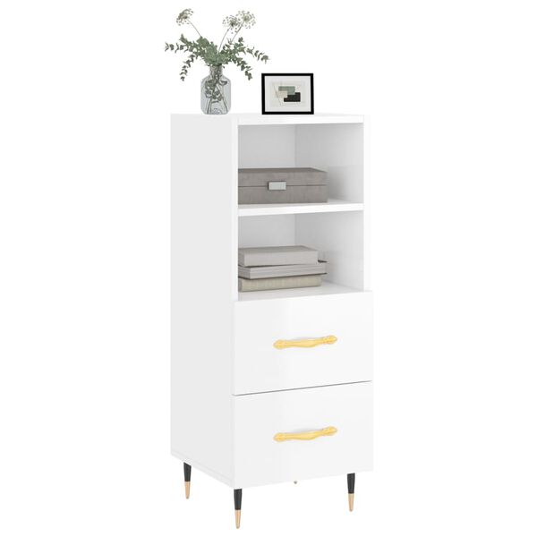 vidaXL Ντουλάπι Γυαλιστερό Λευκό 34,5x34x90 εκ. Επεξεργασμένο Ξύλο