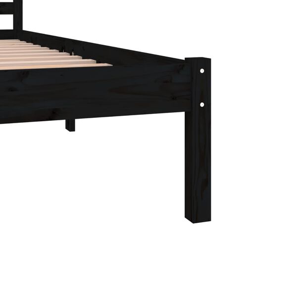vidaXL Πλαίσιο Κρεβατιού Μαύρο 180x200 εκ. Μασίφ Πεύκο Super King Size
