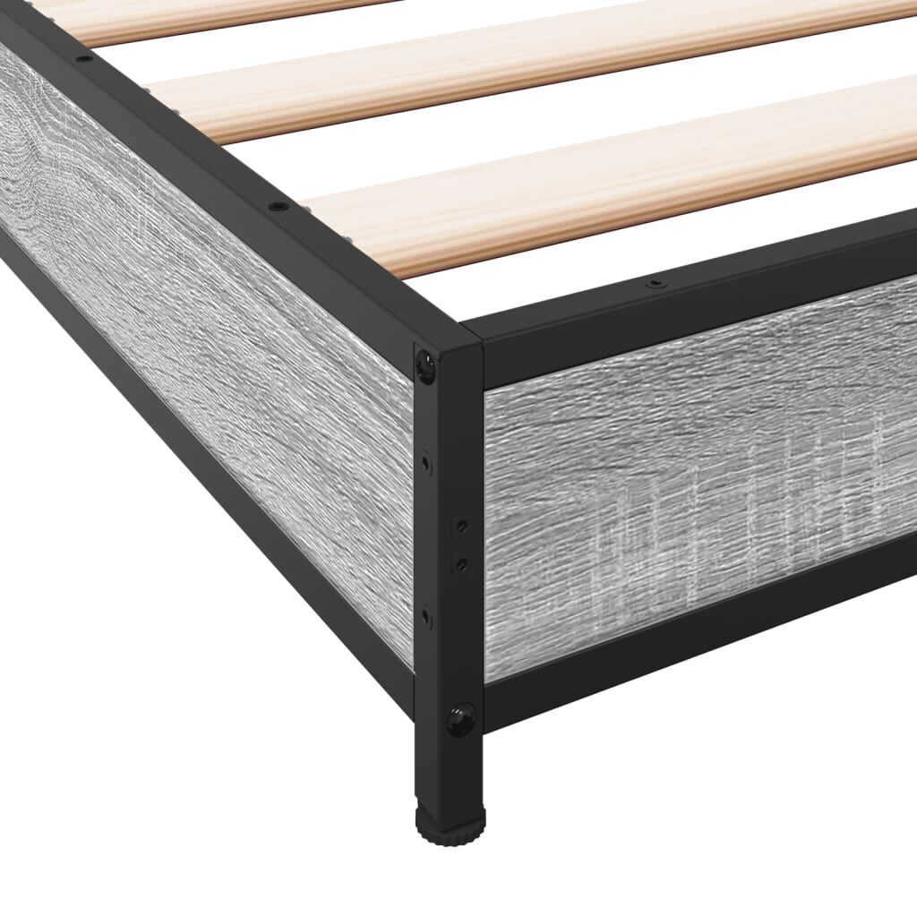 vidaXL Πλαίσιο Κρεβατιού Γκρι Sonoma 100x200 εκ. Επεξ. Ξύλο & Μέταλλο