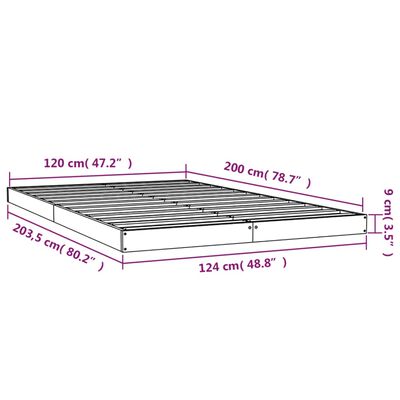 vidaXL Πλαίσιο Κρεβατιού 120 x 200 εκ. από Μασίφ Ξύλο Πεύκου