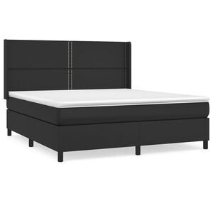 vidaXL Κρεβάτι Boxspring με Στρώμα Μαύρο 180x200εκ.από Συνθετικό Δέρμα