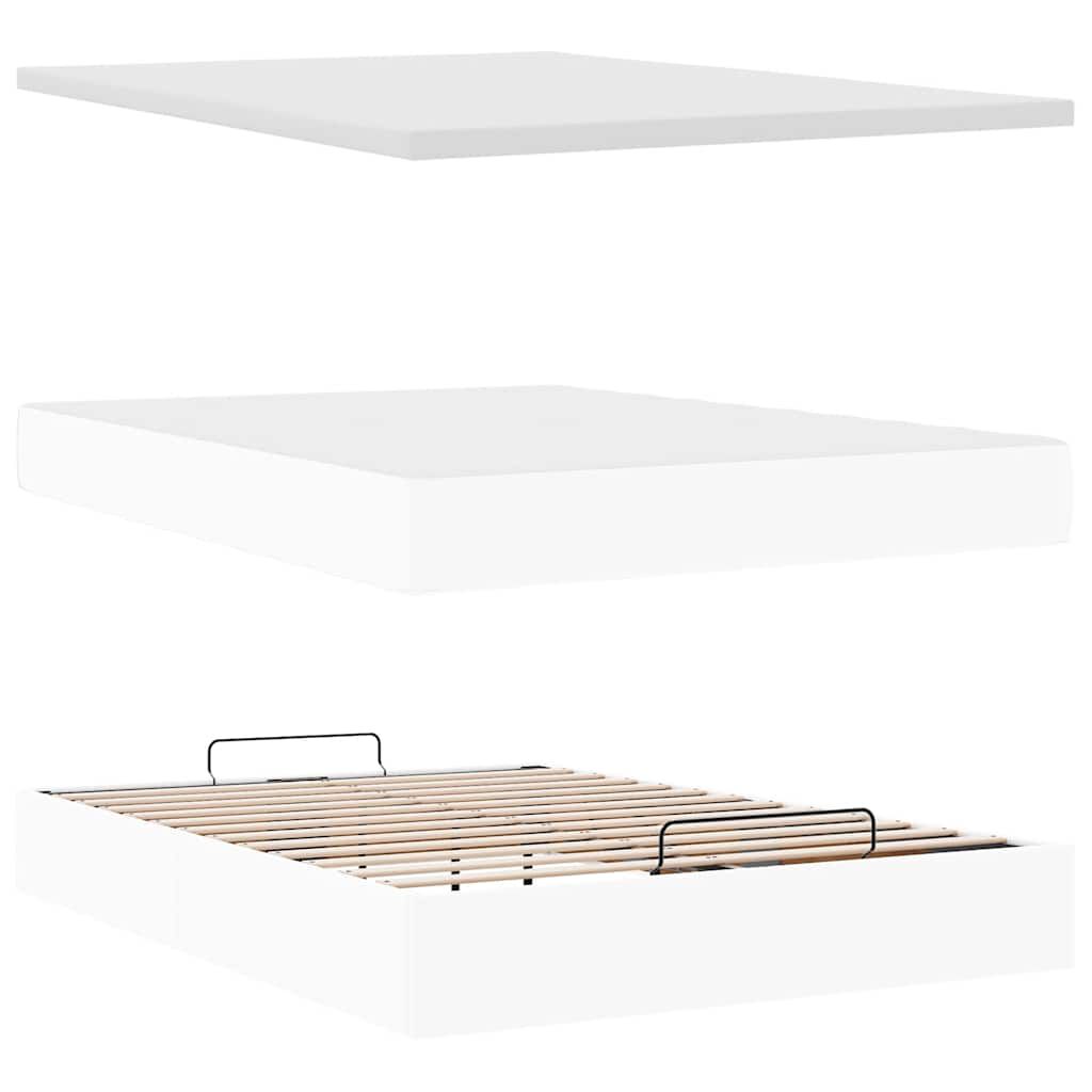 vidaXL Οθωμανικό κρεβάτι με στρώμα Λευκό 140x190cm Faux Leather