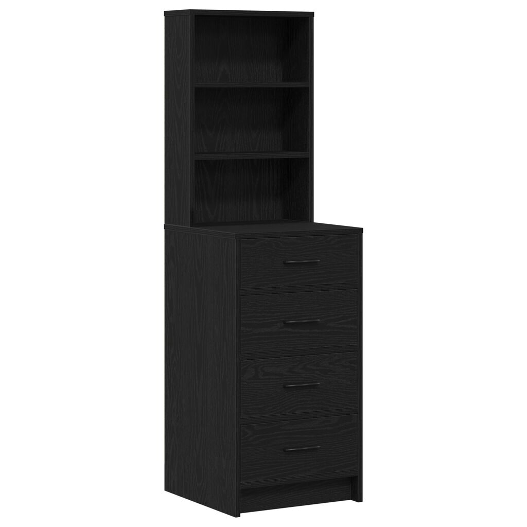 vidaXL 2 τεμάχιο σετ dressing table με LED Μαύρο Επεξεργασμένο ξύλο