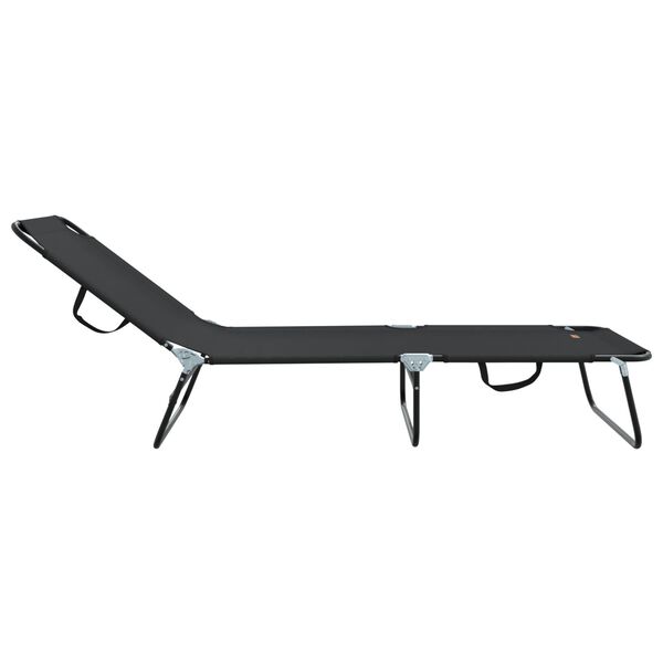 vidaXL Πτυσσόμενη ξαπλώστρα 1-πρόσωπο Μαύρο 56 x 189 x 87 εκ. ύφασμα