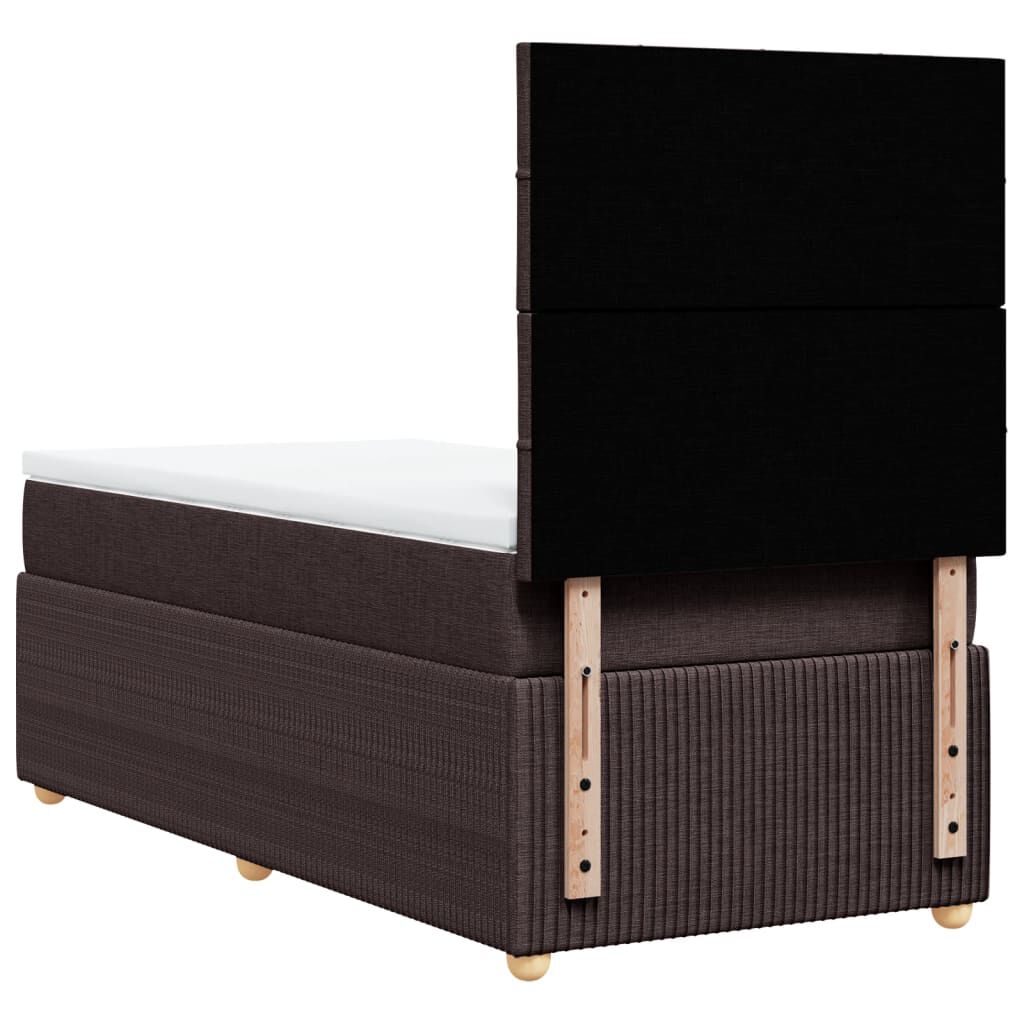 vidaXL Κρεβάτι Boxspring με Στρώμα Σκούρο Καφέ 90x200 εκ. Υφασμάτινο