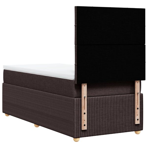 vidaXL Κρεβάτι Boxspring με Στρώμα Σκούρο Καφέ 90x200 εκ. Υφασμάτινο