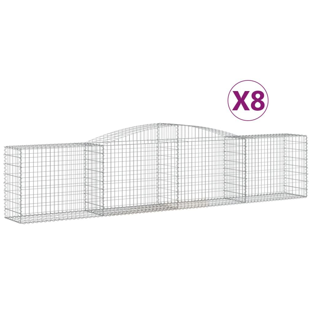 vidaXL Συρματοκιβώτια Τοξωτά 8 τεμ. 400x50x80/100 εκ. Γαλβαν. Ατσάλι