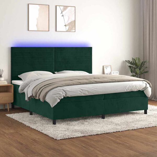 vidaXL &Kappa;&rho;&epsilon;&beta;ά&tau;&iota; Boxspring &mu;&epsilon; &Sigma;&tau;&rho;ώ&mu;&alpha; & LED &Sigma;&kappa;. &Pi;&rho;ά&sigma;&iota;&nu;&omicron; 200x200&epsilon;&kappa; &Beta;&epsilon;&lambda;&omicron;ύ&delta;&omicron;