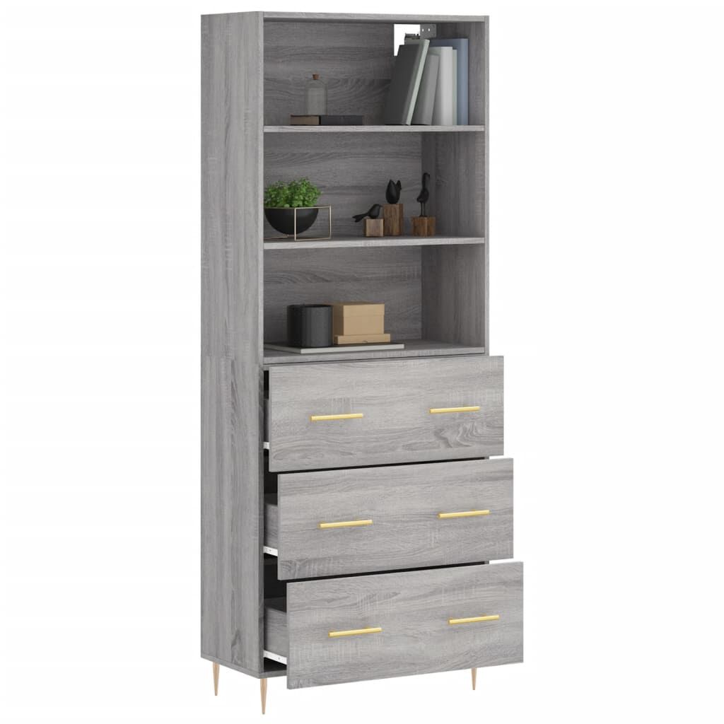 vidaXL Ντουλάπι Γκρι Sonoma 69,5 x 34 x 180 εκ. Επεξεργασμένο Ξύλο