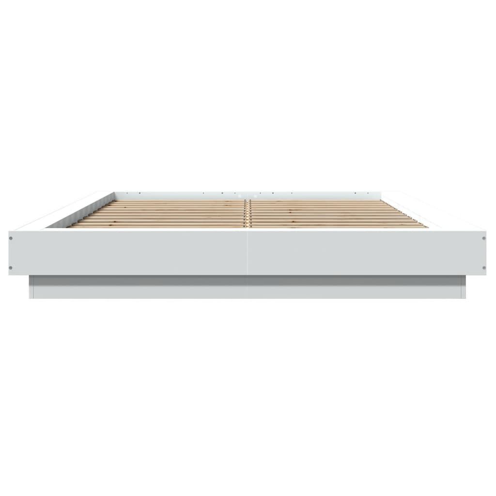 vidaXL Πλαίσιο Κρεβατιού με Φώτα LED Λευκό 140x200 εκ. Επεξ. Ξύλο