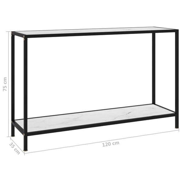 vidaXL Τραπέζι Κονσόλα Λευκό 120 x 35 x 75 εκ. από Ψημένο Γυαλί