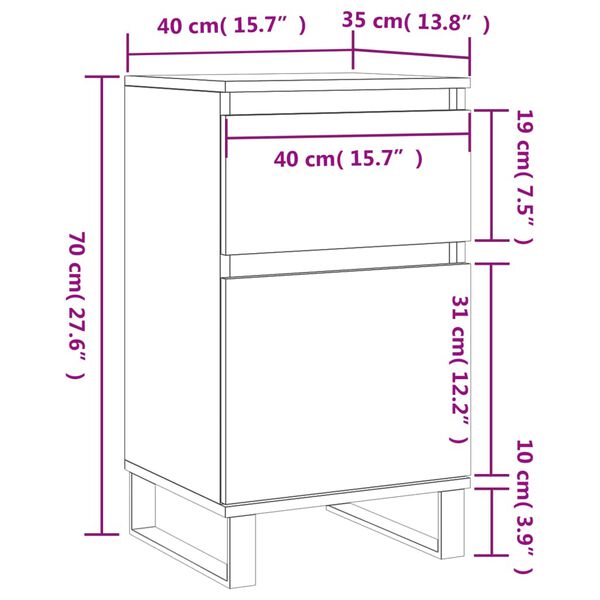 vidaXL Ντουλάπια 2 τεμ. Λευκά 40 x 35 x 70 εκ. από Επεξεργασμένο Ξύλο
