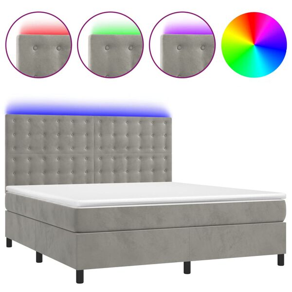 vidaXL &Kappa;&rho;&epsilon;&beta;ά&tau;&iota; Boxspring &mu;&epsilon; &Sigma;&tau;&rho;ώ&mu;&alpha; & LED &Alpha;&nu;.&Gamma;&kappa;&rho;&iota; 160x200 &epsilon;&kappa;. &Beta;&epsilon;&lambda;&omicron;ύ&delta;&iota;&nu;&omicron;