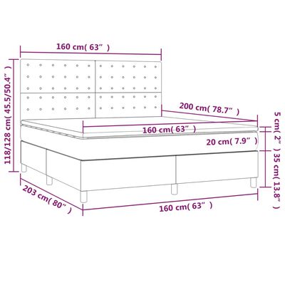 vidaXL Κρεβάτι Boxspring με Στρώμα Μαύρο 160x200εκ.από Συνθετικό Δέρμα