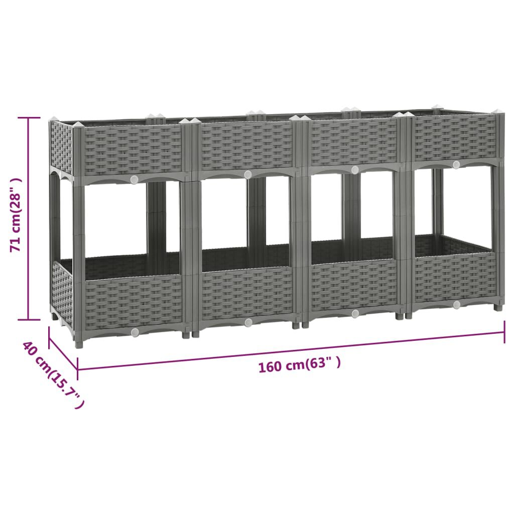 vidaXL Ζαρντινιέρα 160 x 40 x 71 εκ. από Πολυπροπυλένιο