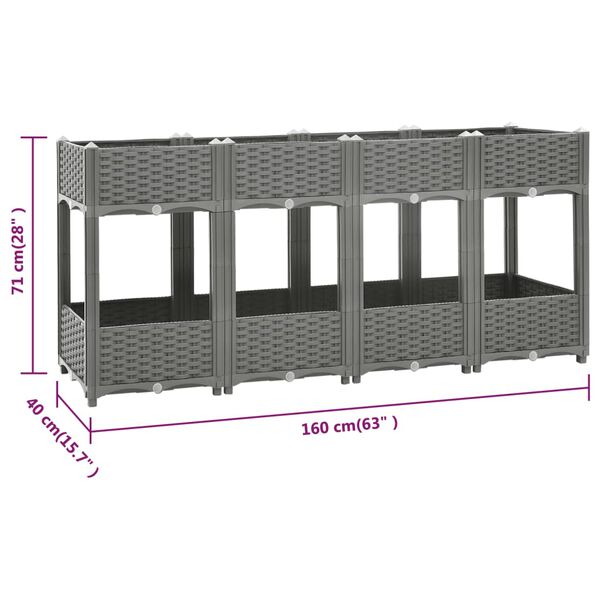 vidaXL Ζαρντινιέρα 160 x 40 x 71 εκ. από Πολυπροπυλένιο