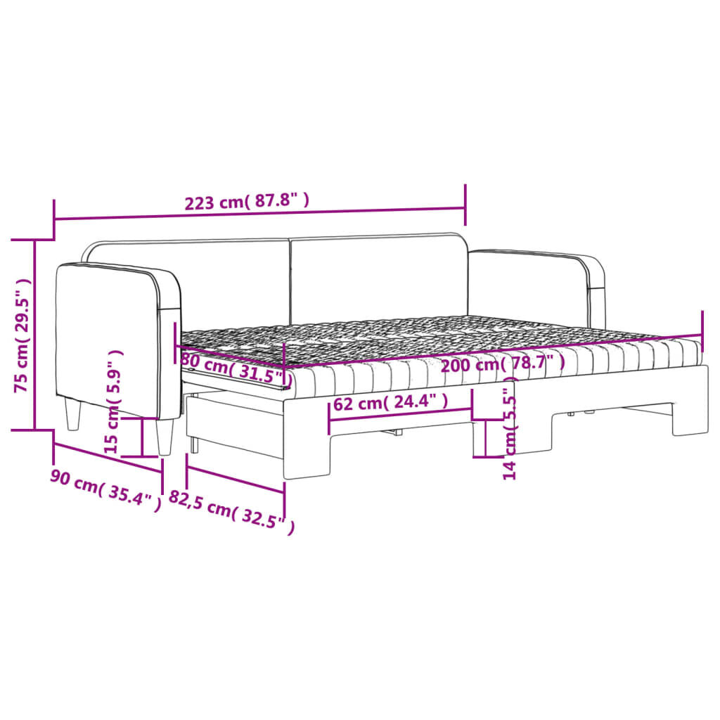 vidaXL Καναπές Κρεβάτι Συρόμενος Taupe 80x200 εκ. Υφασμάτινος Στρώματα