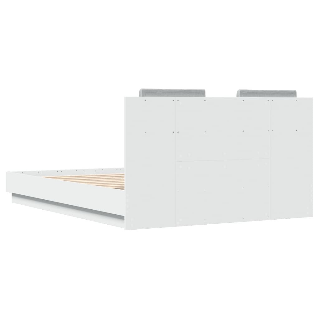 vidaXL Πλαίσιο Κρεβατιού με Κεφαλάρι/LED Λευκό 140x190 εκ.